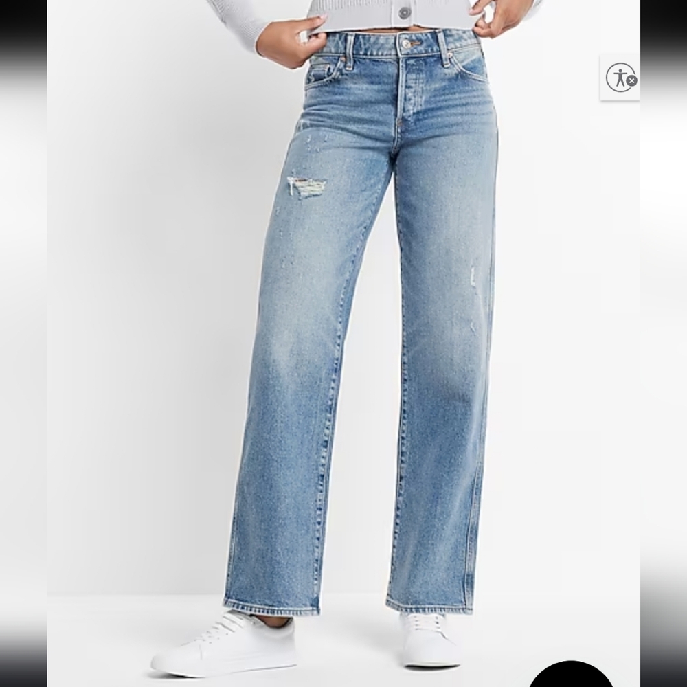 Express Light Blue Straight Leg Jeans